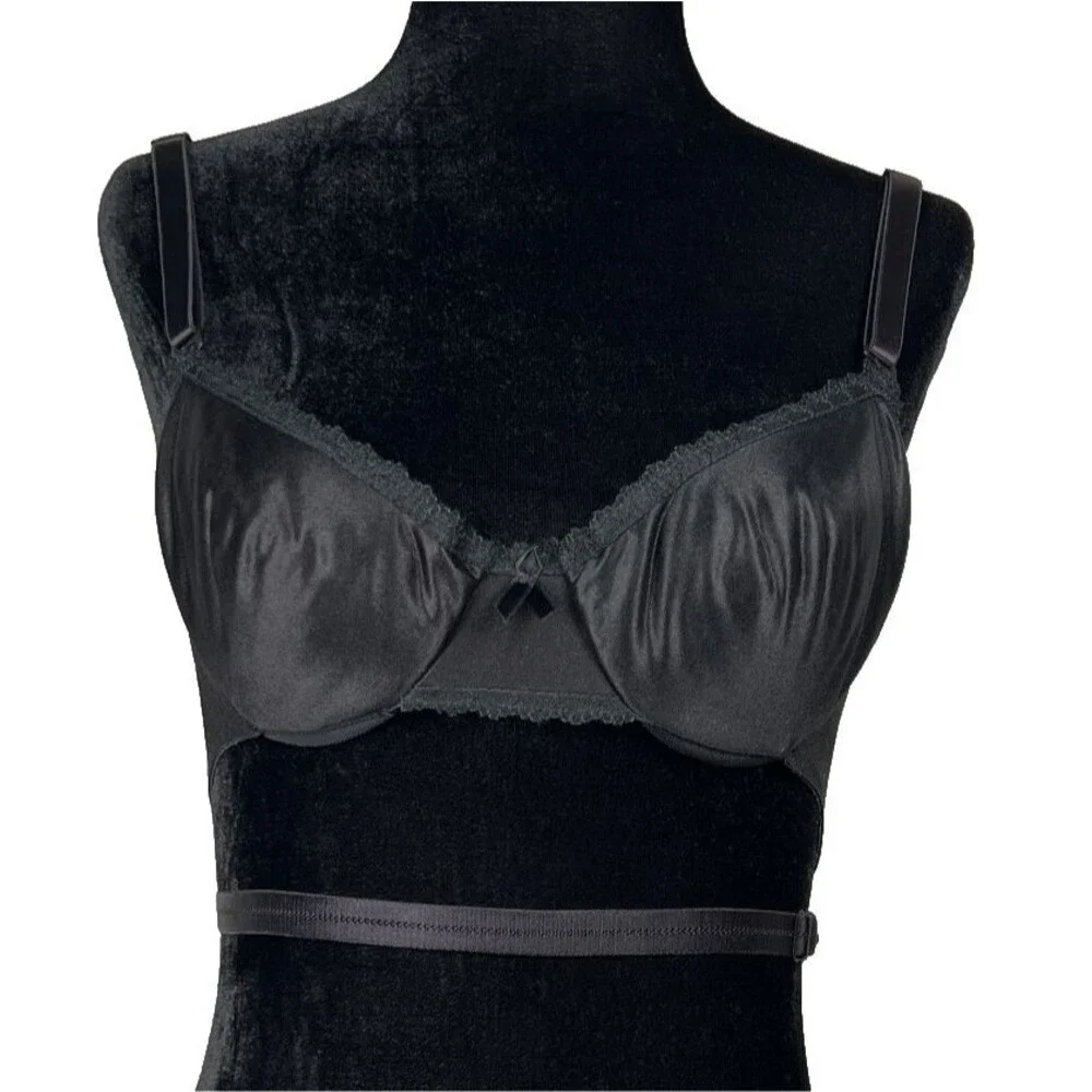 Cabernet Backless Bra 32B Black Low-Back Underwired Lined Cups Front Support